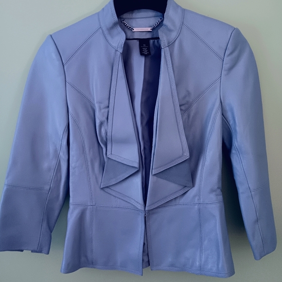 WHBM LIGHT BLUE LEATHER JACKET - Picture 16 of 16
